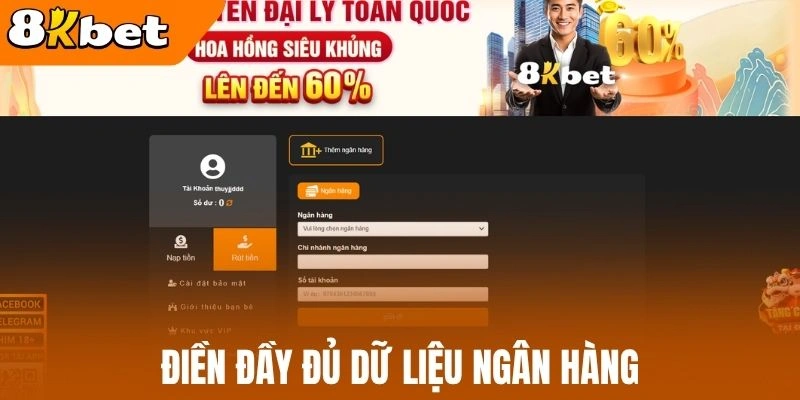Điền đầy đủ dữ liệu ngân hàng