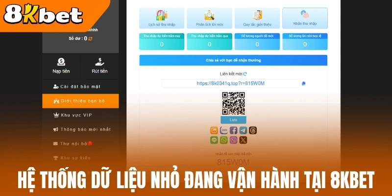Hệ thống dữ liệu nhỏ đang vận hành tại 8kBet