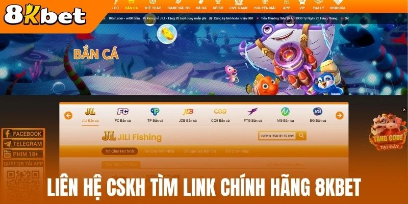 Liên hệ CSKH tìm link chính hãng 8kbet