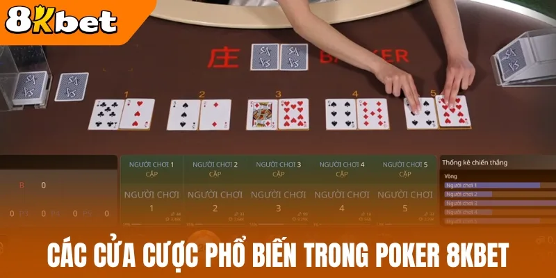 Các cửa cược phổ biến trong poker 8kBet