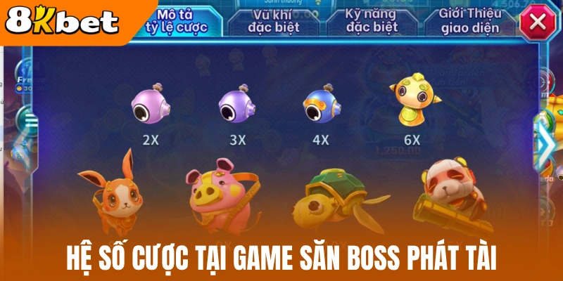 Hệ số cược tại game săn boss phát tài