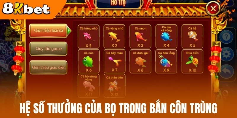 Hệ số thưởng của bọ trong bắn côn trùng