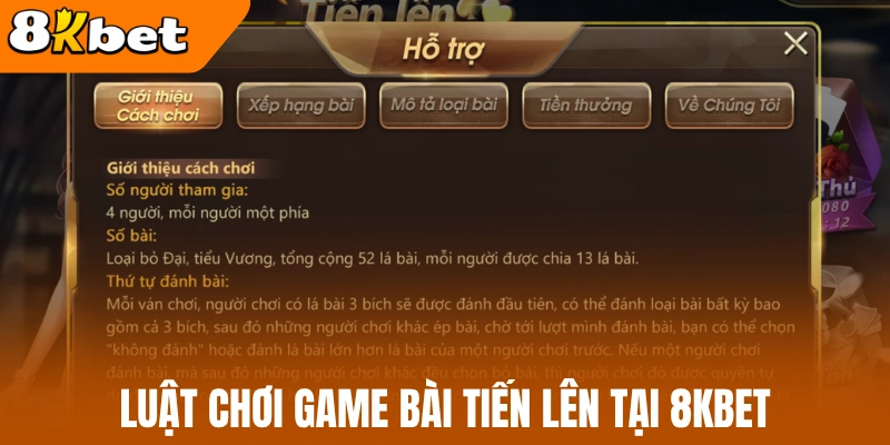 Luật chơi game bài tiến lên tại 8Kbet