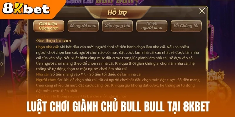 Luật chơi giành chủ bull bull tại 8kBet