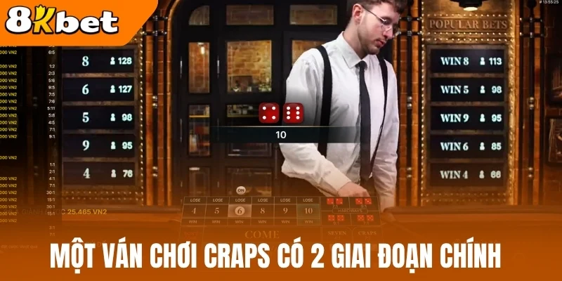 Một ván chơi Craps có 2 giai đoạn chính 