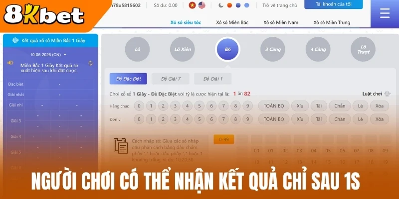 Người chơi có thể nhận kết quả chỉ sau 1s