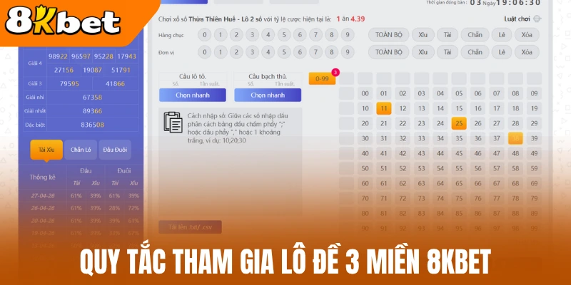 Quy tắc tham gia lô đề 3 miền 8kBet
