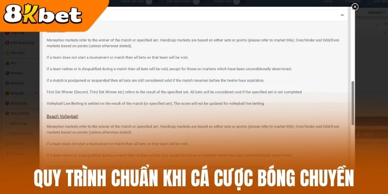 Quy trình chuẩn khi cá cược bóng chuyền