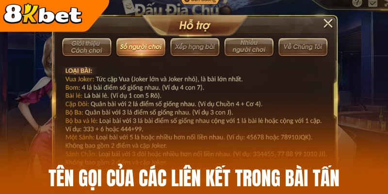 Tên gọi của các liên kết trong bài tấn