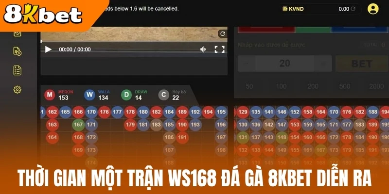 Thời gian một trận WS168 đá gà 8kBet diễn ra