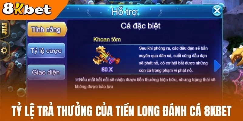Tỷ lệ trả thưởng của tiền long đánh cá 8kBet